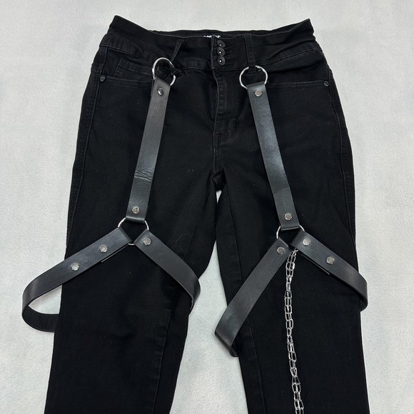 Hot Topic Pants - HT Denim Pants Women's 5 Hi-Rise Super Skinny Harness Straps Chain Goth Punk Emo